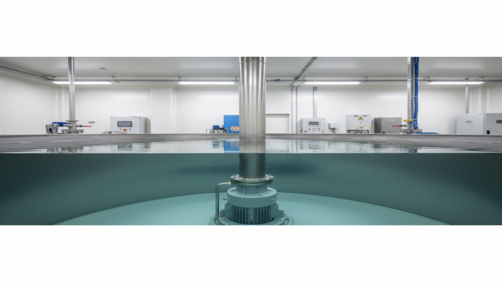 bomba submersa em agua dentro de ambiente industrial