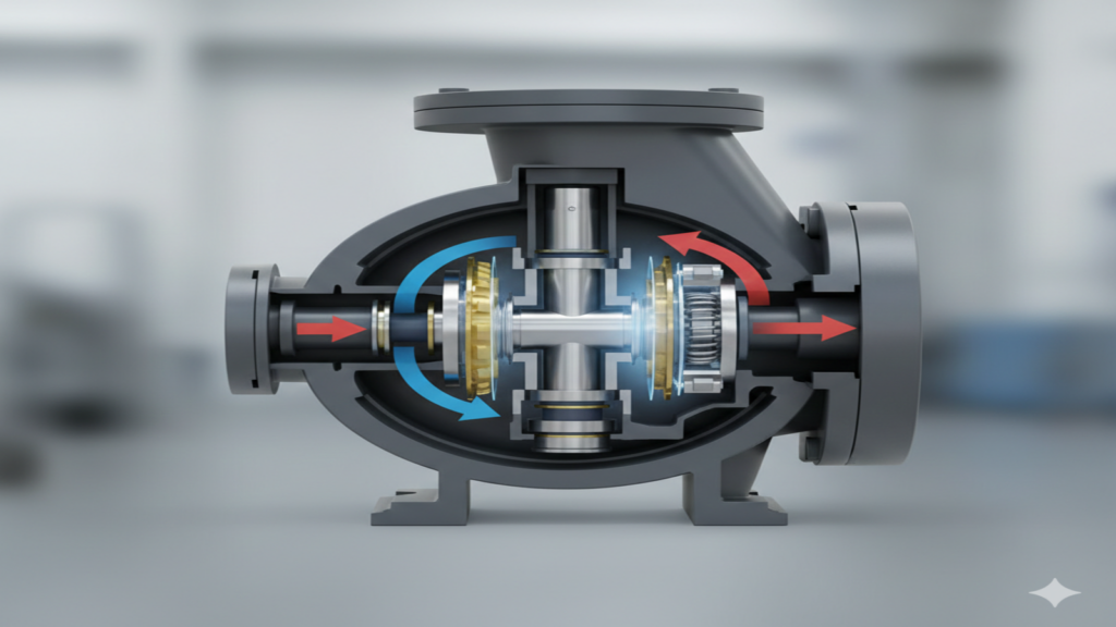 exemplo ilustrado de bomba centrífuga funcionando