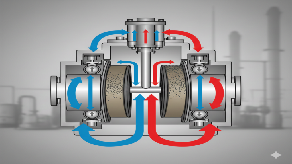 exemplo ilustrado do funcionamento de uma bomba filtro