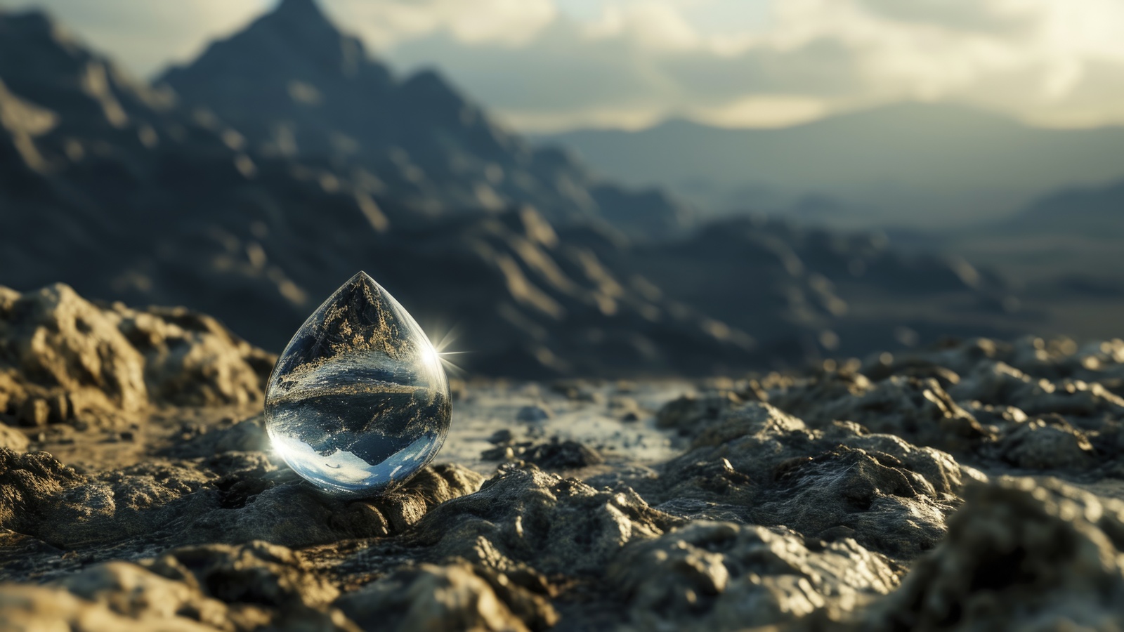 uma pequena gota de agua ao lado de um corrego cheio de detritos simbolizando o bom funcionamento de uma Bomba para sólidos
